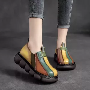 women shoes, women casual shoes, slip on shoes, colorful shoes, thick sole shoes, rainbow color shoes, ethnic shoes