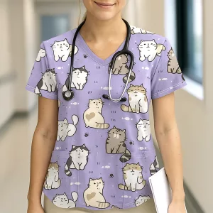 nursing uniform, nursing scrubs, scrub top, hospital scrubs, cute scrubs, print scrub top