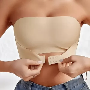 strapless bra, wireless bra, comfortable bra, seamless bra, front closure bra