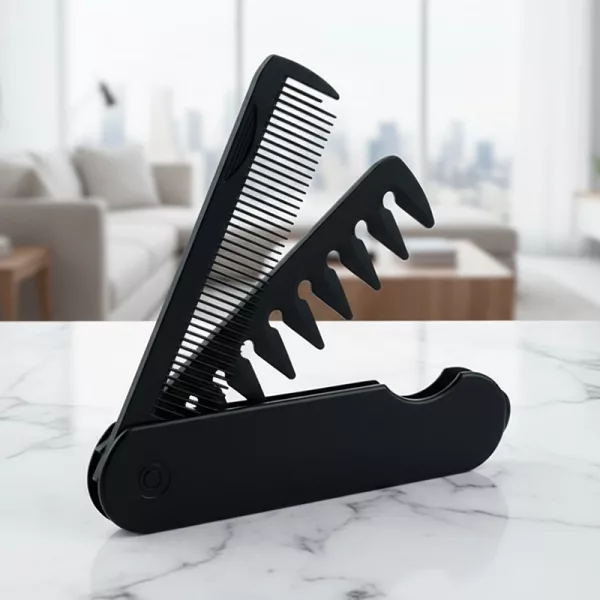 folding comb, two in one comb set, portable comb, pocket comb, hair styling tool