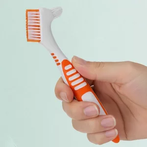 denture toothbrush, denture cleaning brush, dental cleaning tool, denture brush